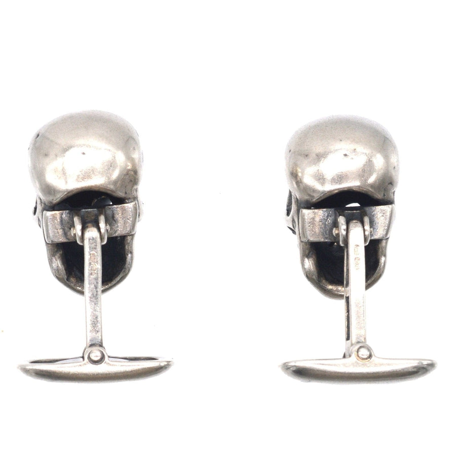 Sterling silver skull cufflinks with oxidised details, perfect for a rock n roll inspired style.
